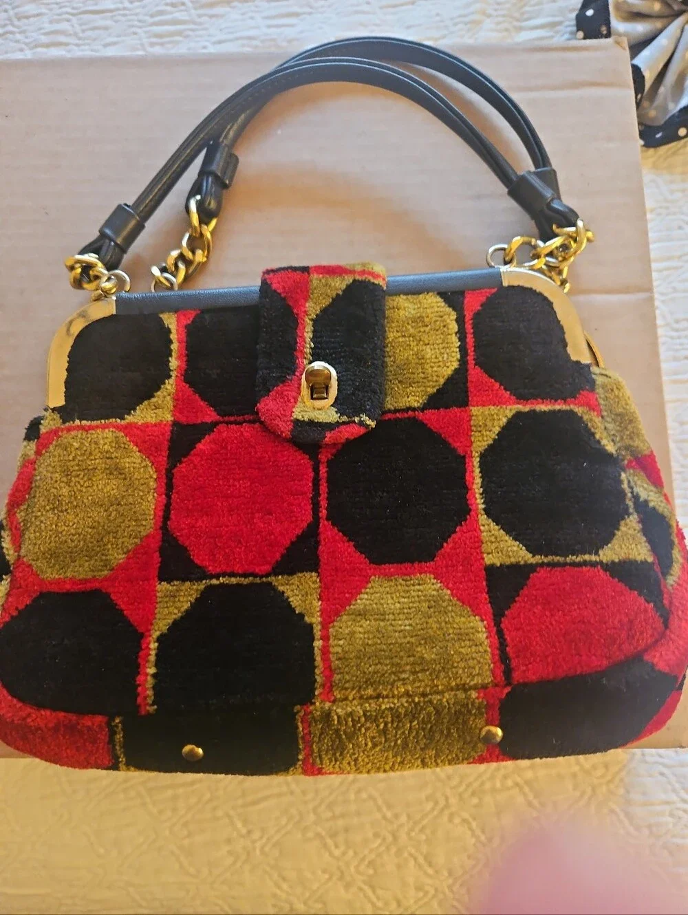 Vintage Markay  Carpet Handbag, Purse, Mod, Geometric , Excellent Vintage Cond.